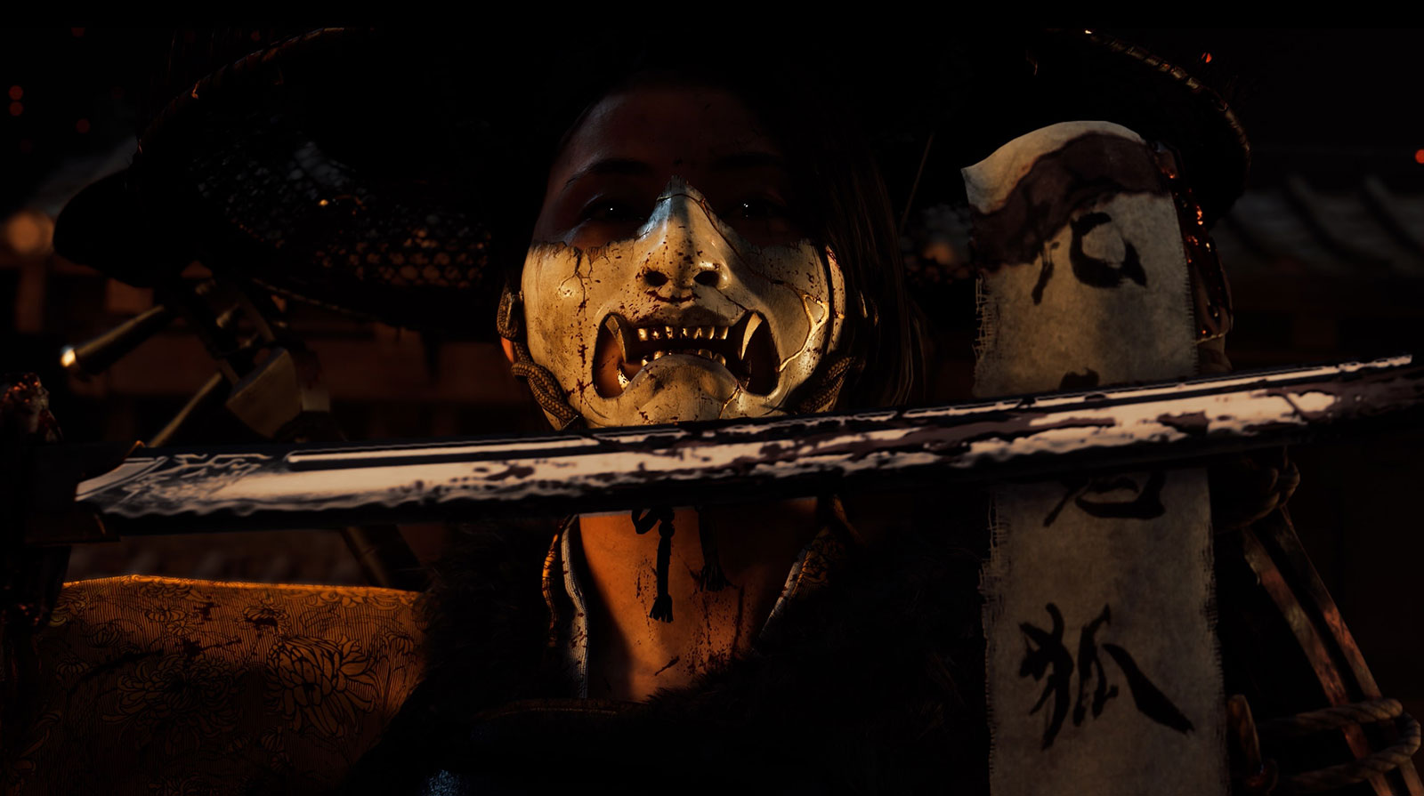 Vista de un templo en la montaña, arte visual de Ghost of Yōtei.