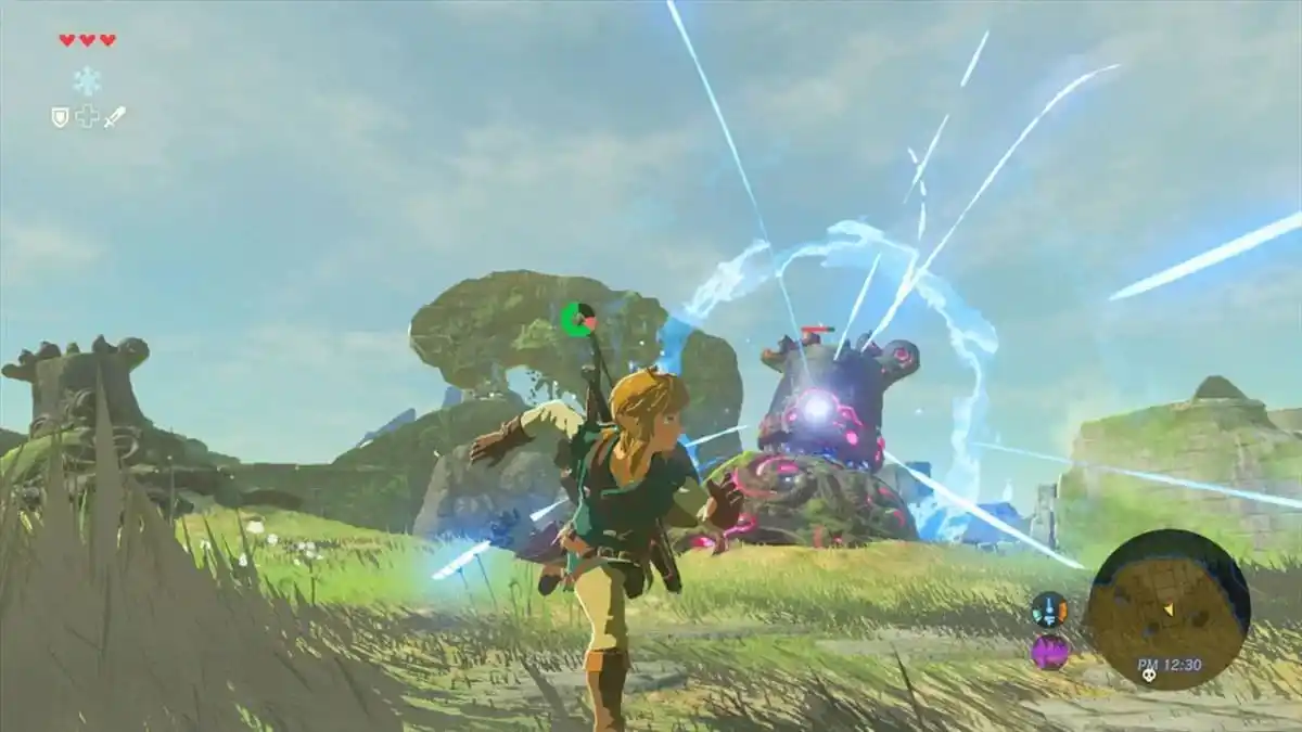 Link escalando una montaña en The Legend of Zelda: Breath of the Wild Switch 2 Edition con gráficos mejorados.