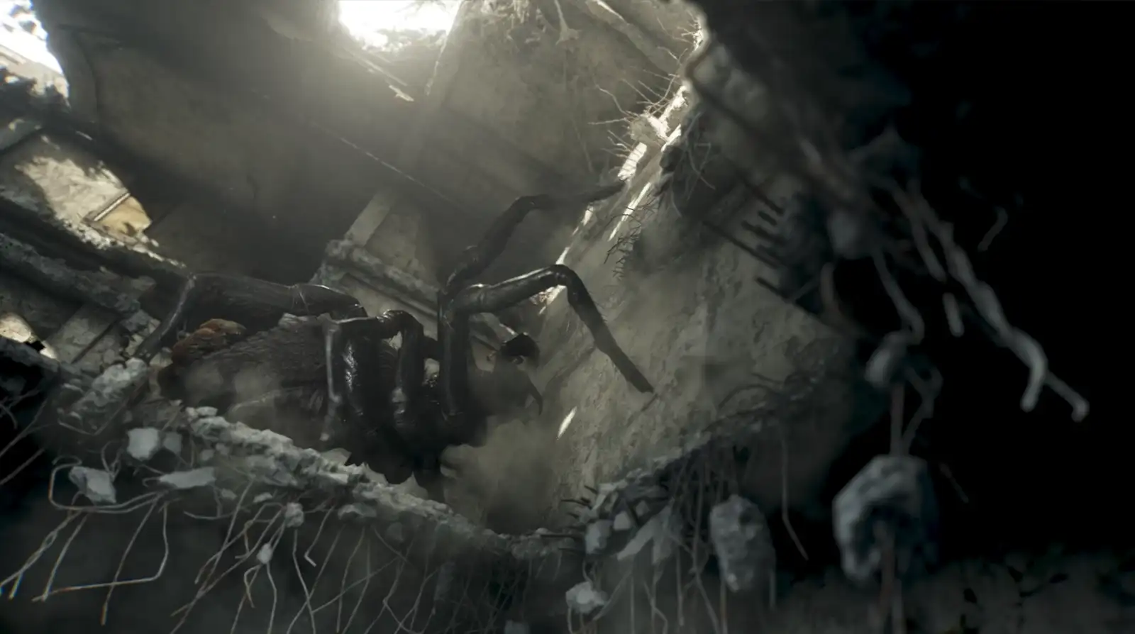 Leon disparando al punto débil del Titan Spinner - RE Requiem