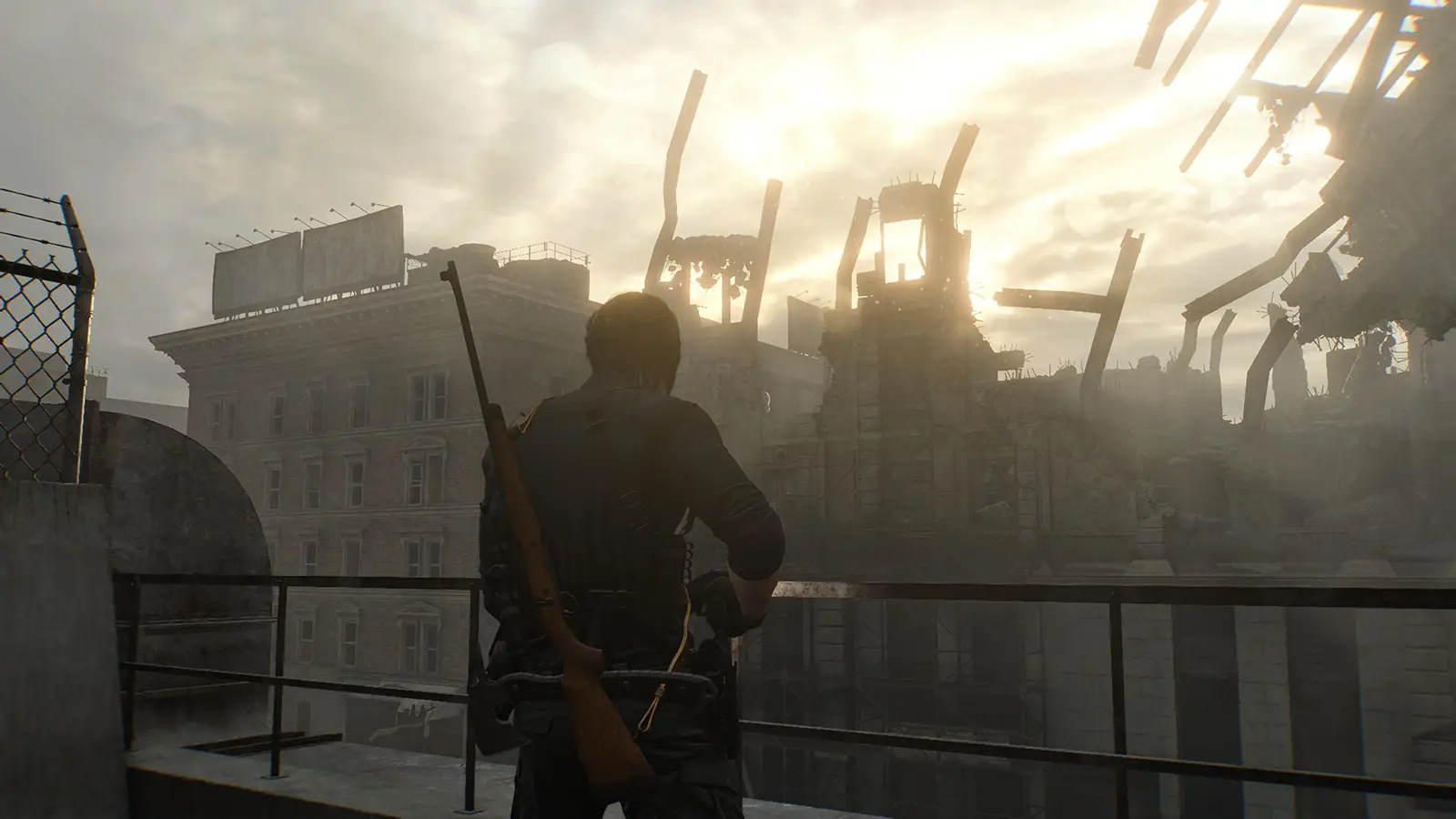 Leon Kennedy después de derrotar al Titan Spinner - Resident Evil Requiem